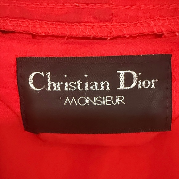 Vintage Dior Red Silk-Blend Kimono Robe with Self-Tie - Picture 2 of 4